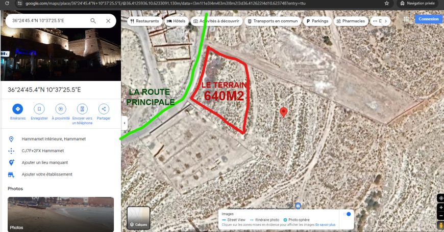 TERRAIN A VENDRE A HAMMAMET FUTURE PROJET VILLA AVEC VUE PANORAMIQUE MONTAGNE